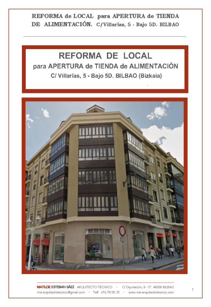 Reforma de Local y Proyecto de Actividad en Bilbao