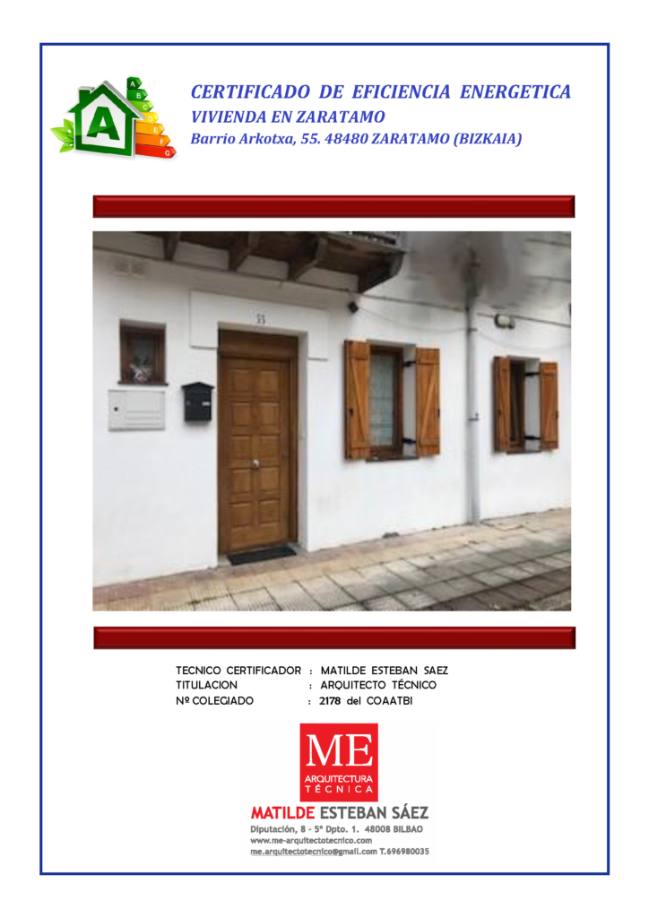Certificado de Eficiencia Energética de una casa en Zarátamo