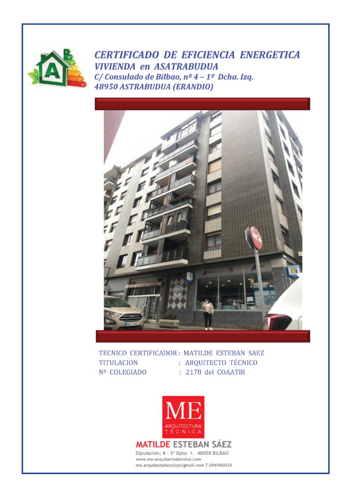 Certificado de Eficiencia Energética de una vivienda en Astrabudua (Erandio)