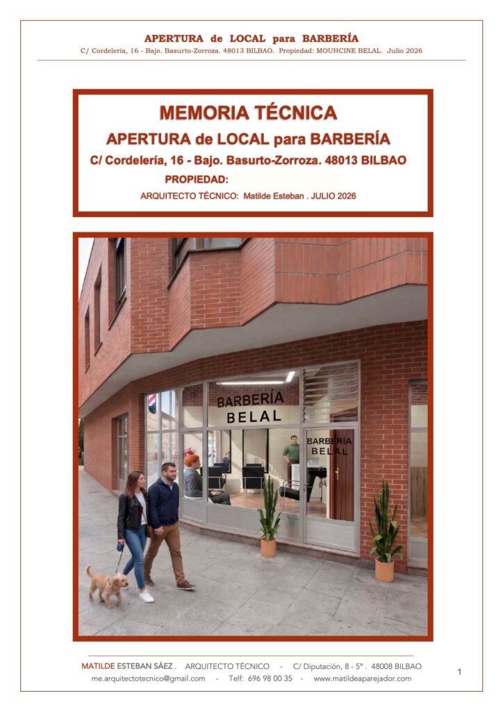 Memoria técnica de local para Barbería en Bilbao, Bizkaia